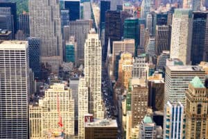Manhattan cityscape aerial view